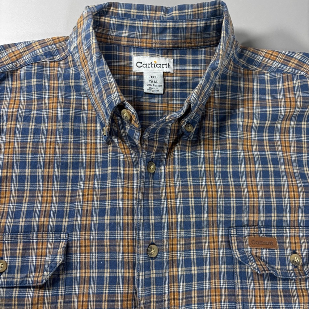 Carhartt Plaid Button Flannel Shirt Mens 3XL Tall Workwear Cotton Outdoor‎
